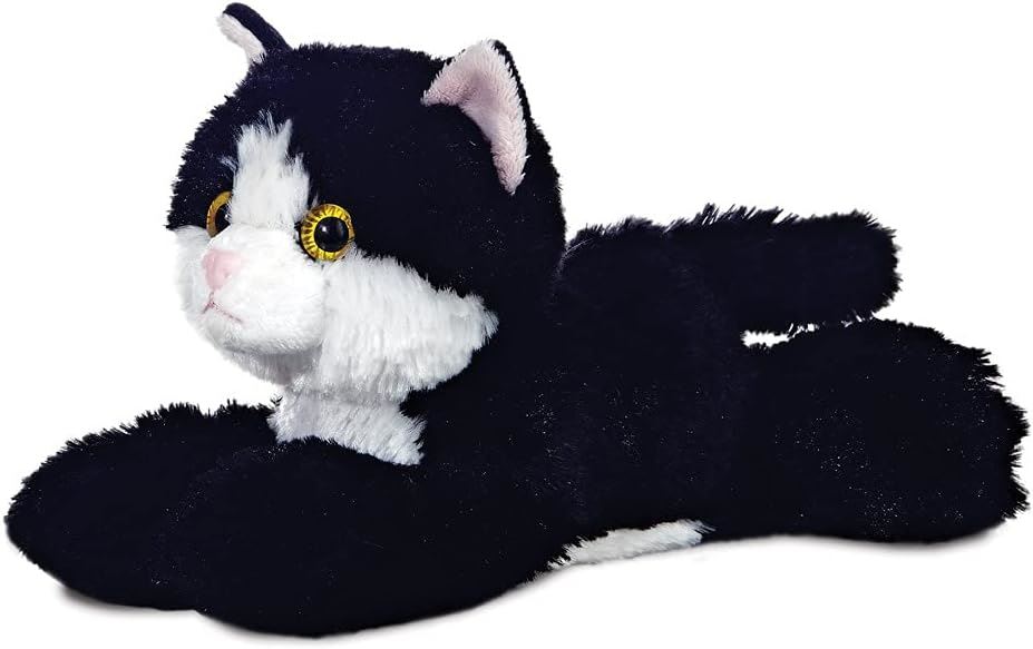 Aurora Mini Flopsies Black & White Cat 8 Inch Soft Toy