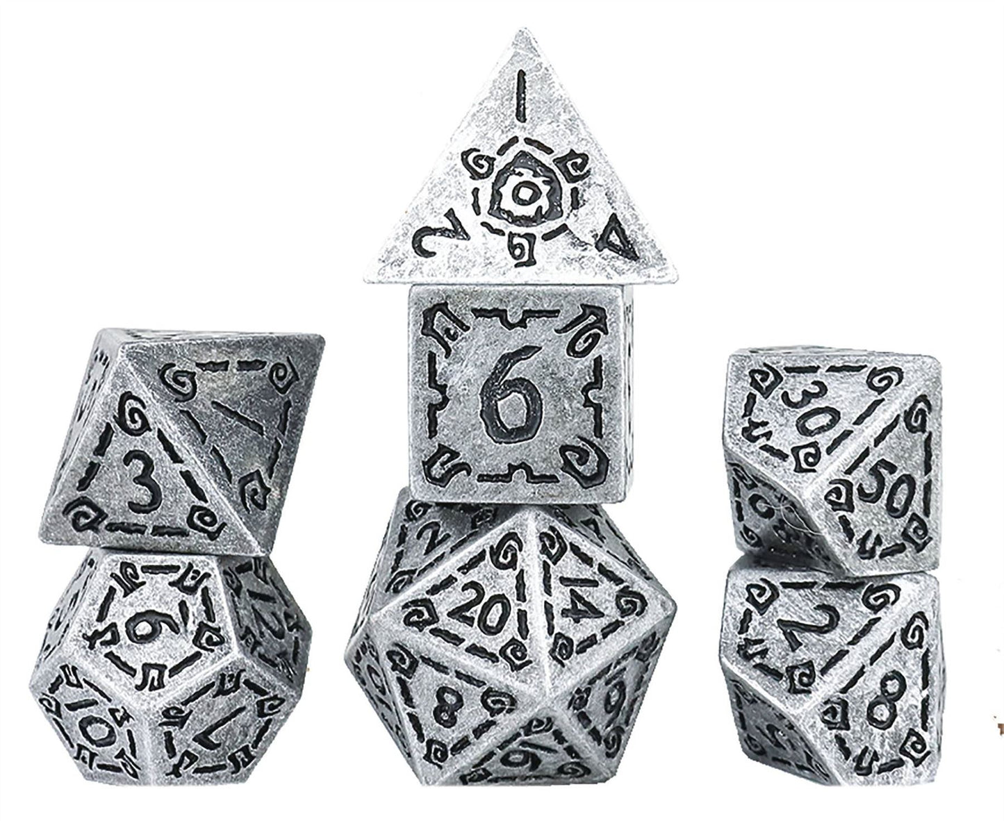 Sirius Dice: Illusory Metal Silver Poly Set