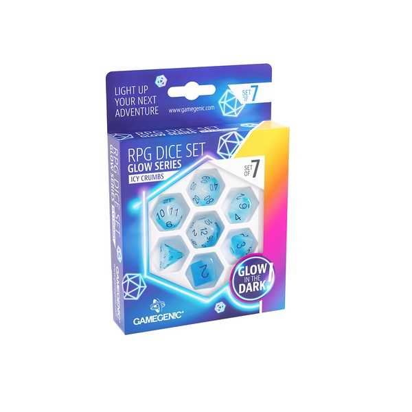 Gamegenic Glow Series - Icy Crumbs - 7 RPG Dice Set Blue