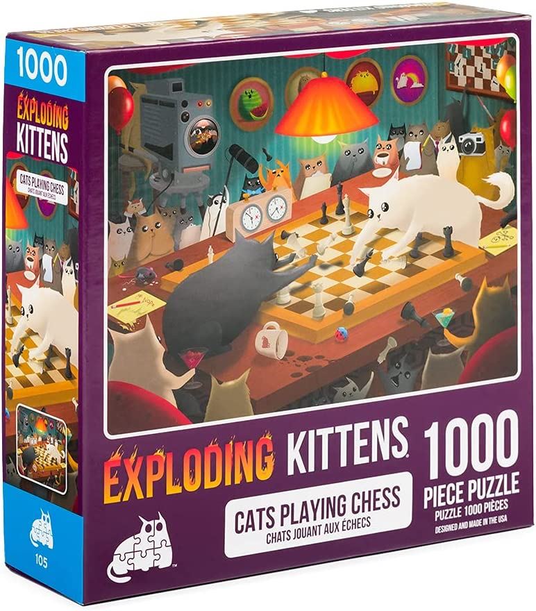 Exploding Kittens Cats Playing Chess Jigsaw Puzzle - 1000 Pieces
