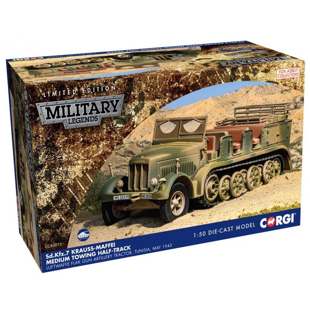 Sdkfz 7 Artillery Tractor Tunisia 1943 1:50 Corgi Military Legends Model
