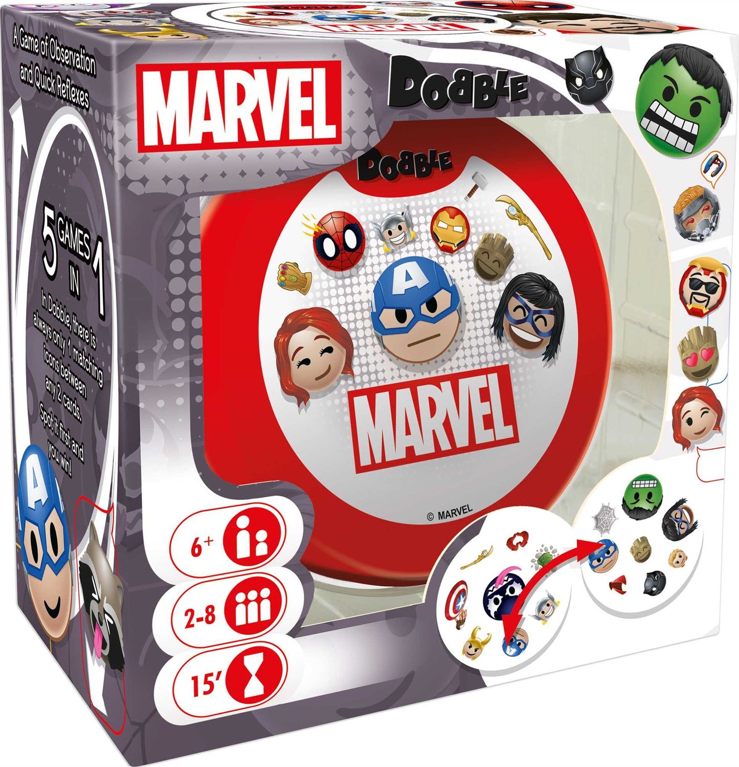 Dobble Marvel Emoji Card Game