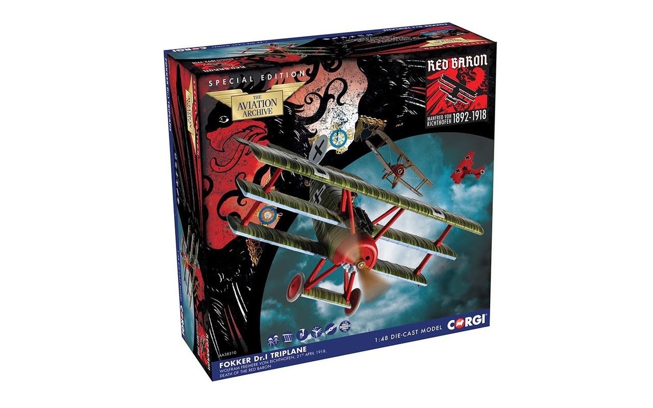 Fokker DR.1 Triplane Wolfram Freiherr von Richthofen Death of the Red Baron 1:48 Corgi Model