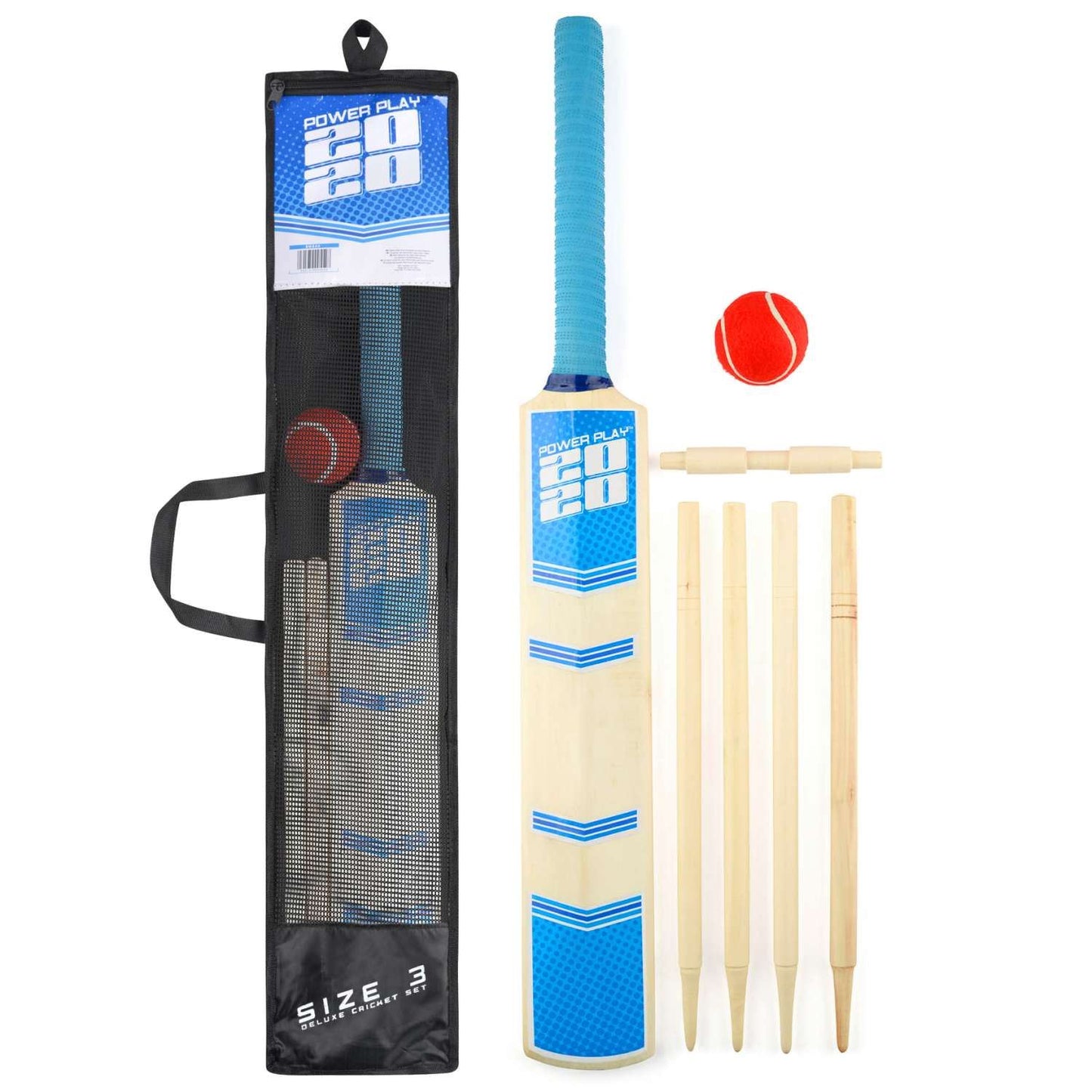 Deluxe Cricket Set with Cricket Bat Size 3 in Canvas Bag