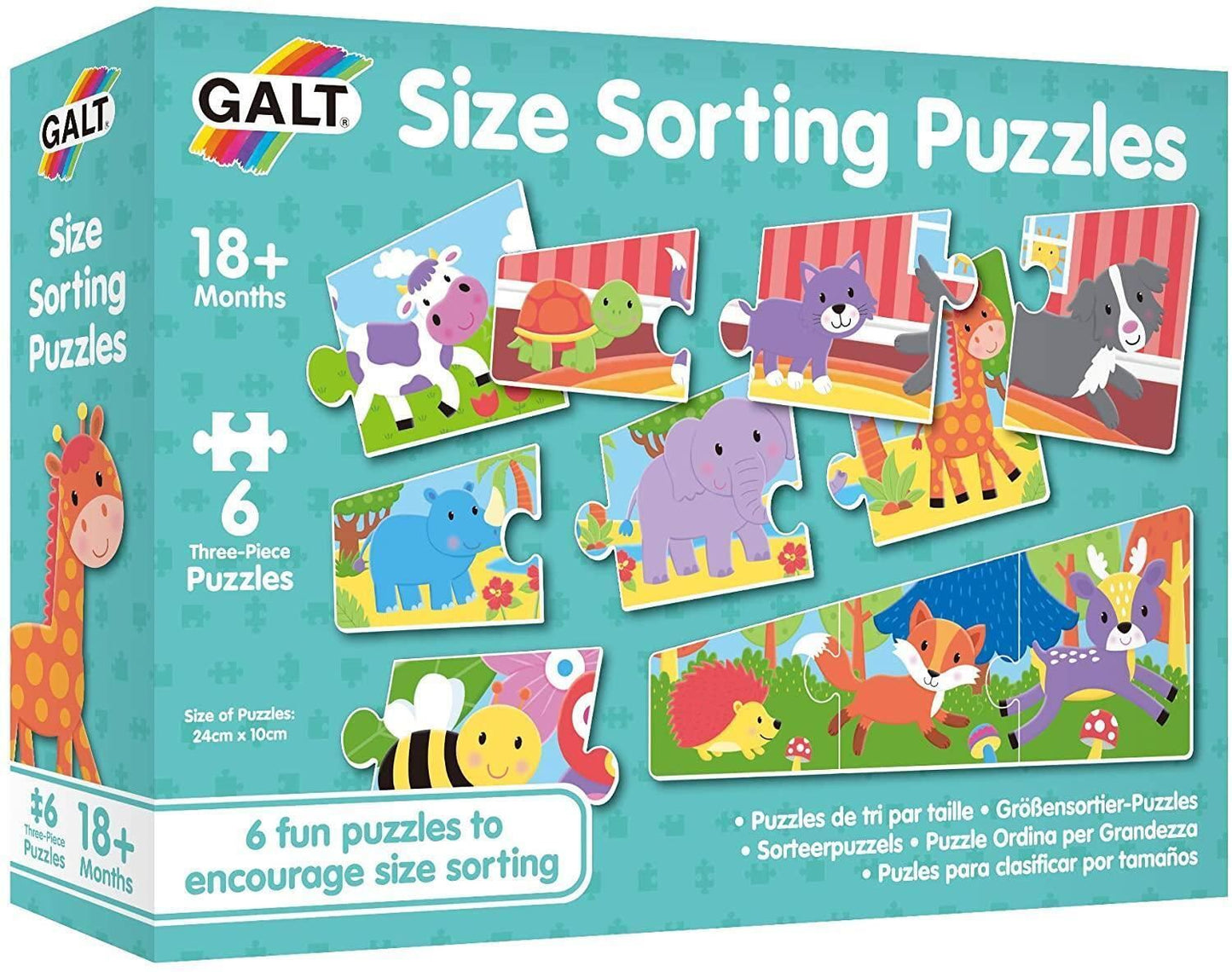 Galt Toys - Size Sorting Learning Puzzles - 6 x 3 Pieces