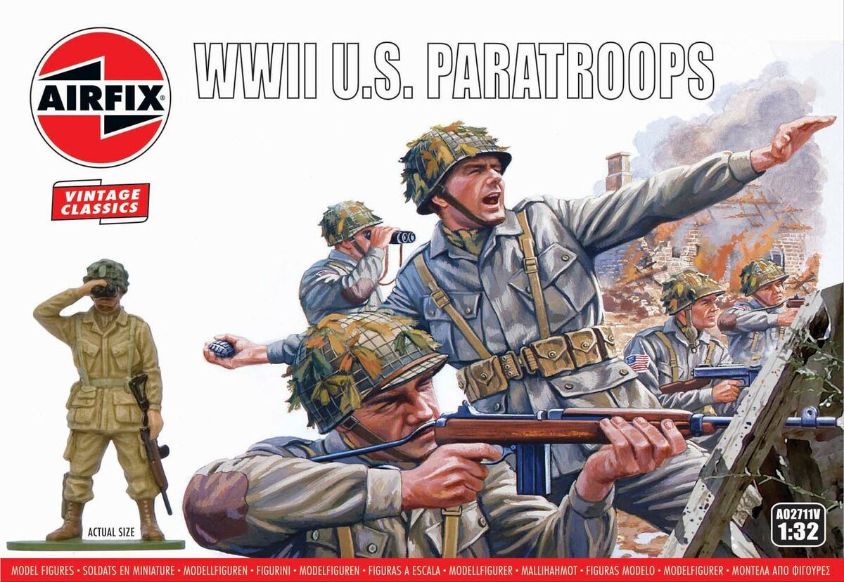 Airfix WWII U.S. Paratroops Vintage Classics Figures 1:32 Scale Model Kit