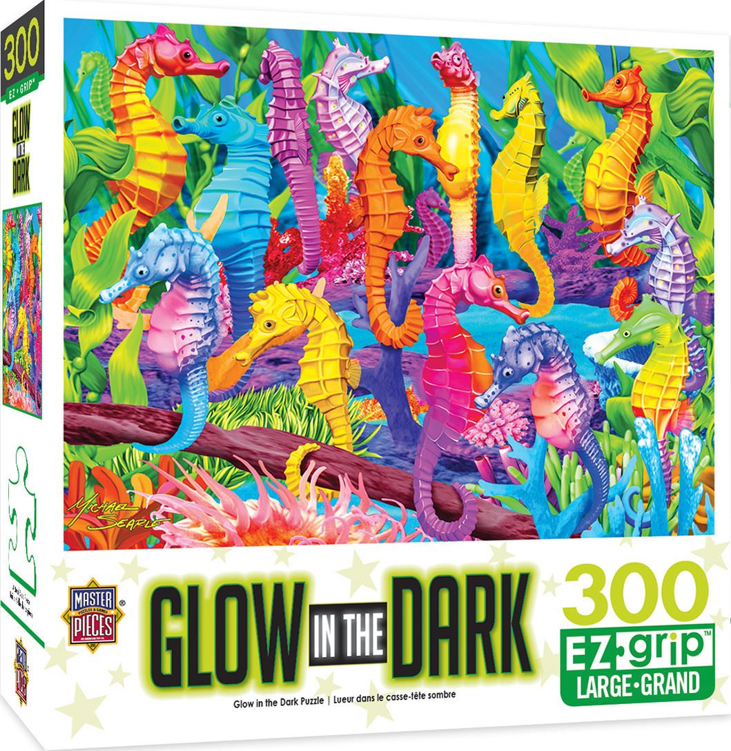 Masterpieces Puzzle Glow in the Dark Singing Seahorses Ez Grip Puzzle 300 piece jigsaw puzzle