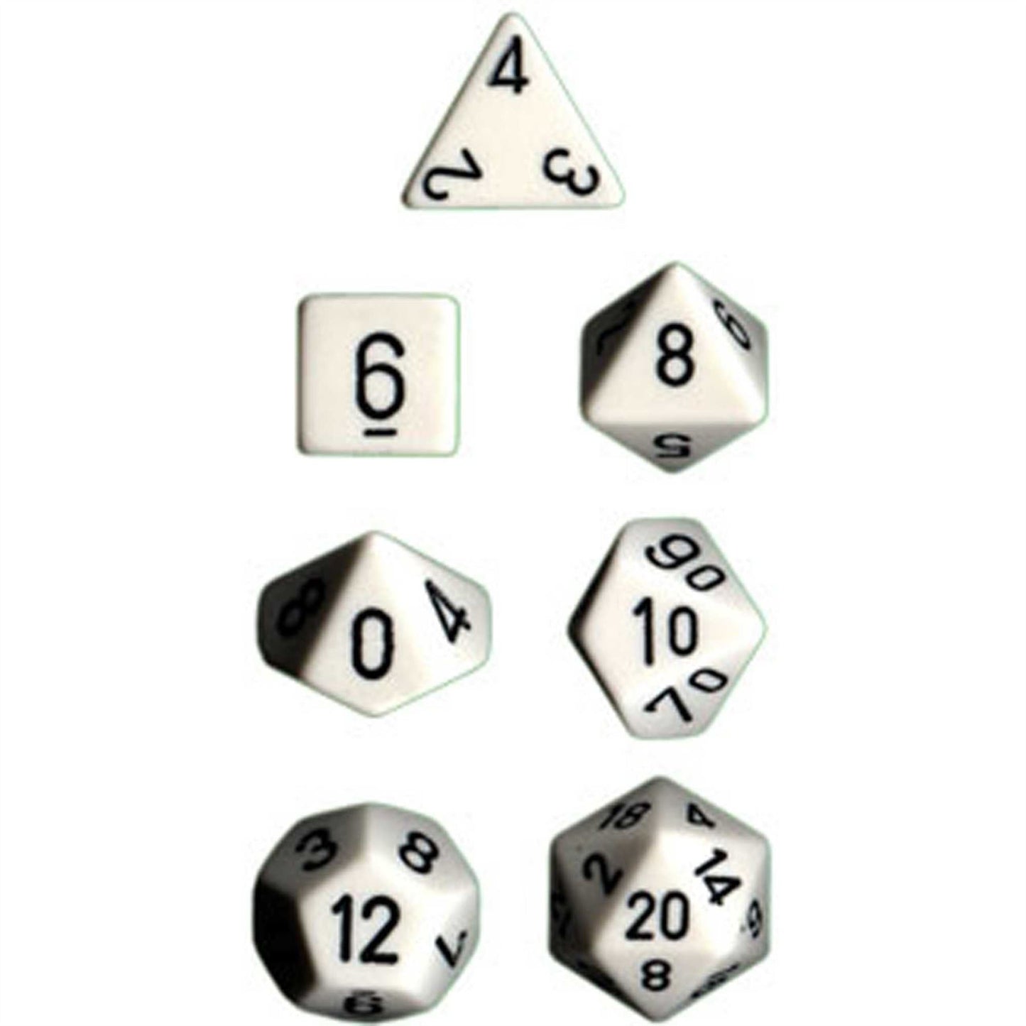 Chessex Opaque Poly 7 Set: White/Black Dice Set