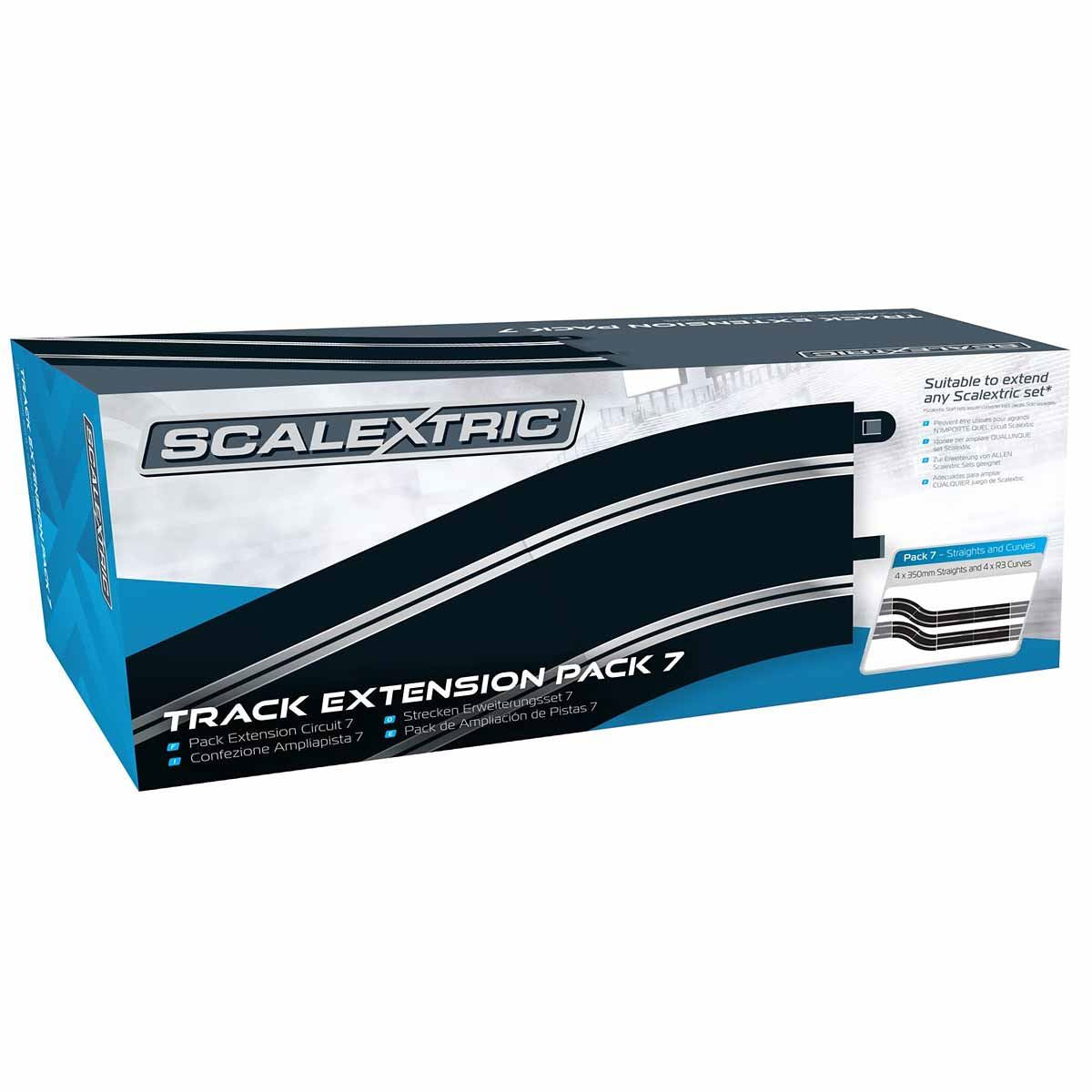 4 x 350mm Straights 4 x Radius 3 Curve 22.5? Scalextric Track Extension Pack 7