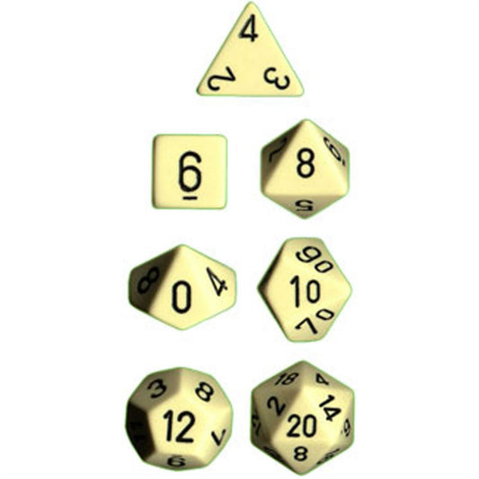 Chessex Opaque Poly 7 Set: Ivory/Black Dice Set