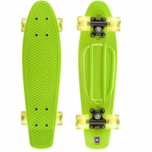 Xootz Kid's Complete Retro Plastic Skateboard with LED Light Up Wheels Yellow