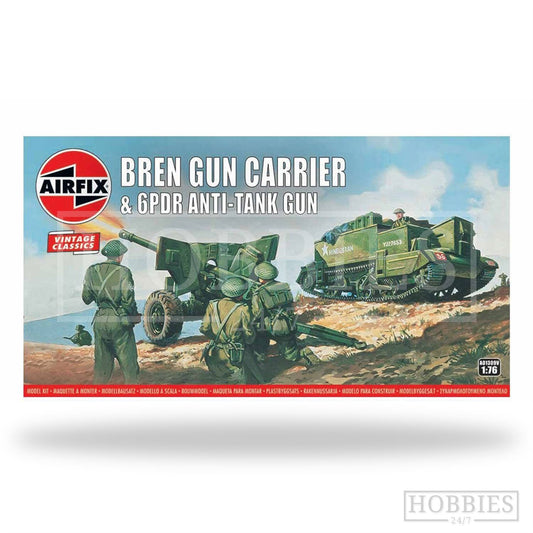 Bren Gun Carrier & 6PDR Anti-Tank Gun 1:76 Vintage Classic Military Air Fix Model Kit