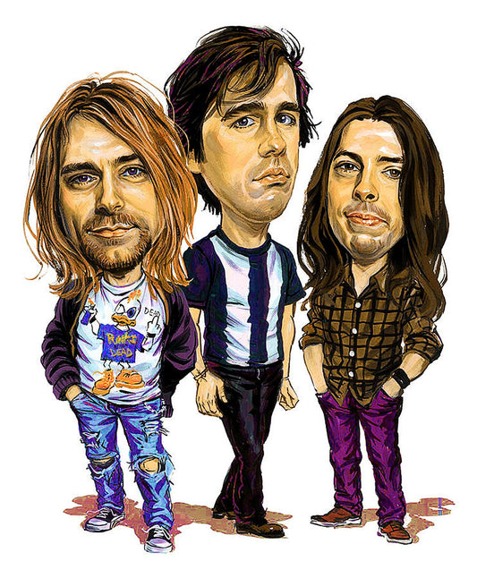 Nirvana Caricature 45cm x 37.5cm Small Metal Sign