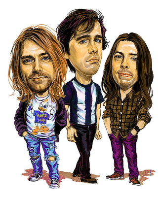 Nirvana Caricature 45cm x 37.5cm Small Metal Sign