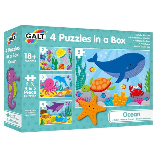 Galt Toys - 4 Ocean Puzzles in a Box - 2, 3, 3 & 5 Pieces