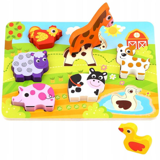 Tooky Toy Wooden Chunky Farm Puzzle - 8 Pieces