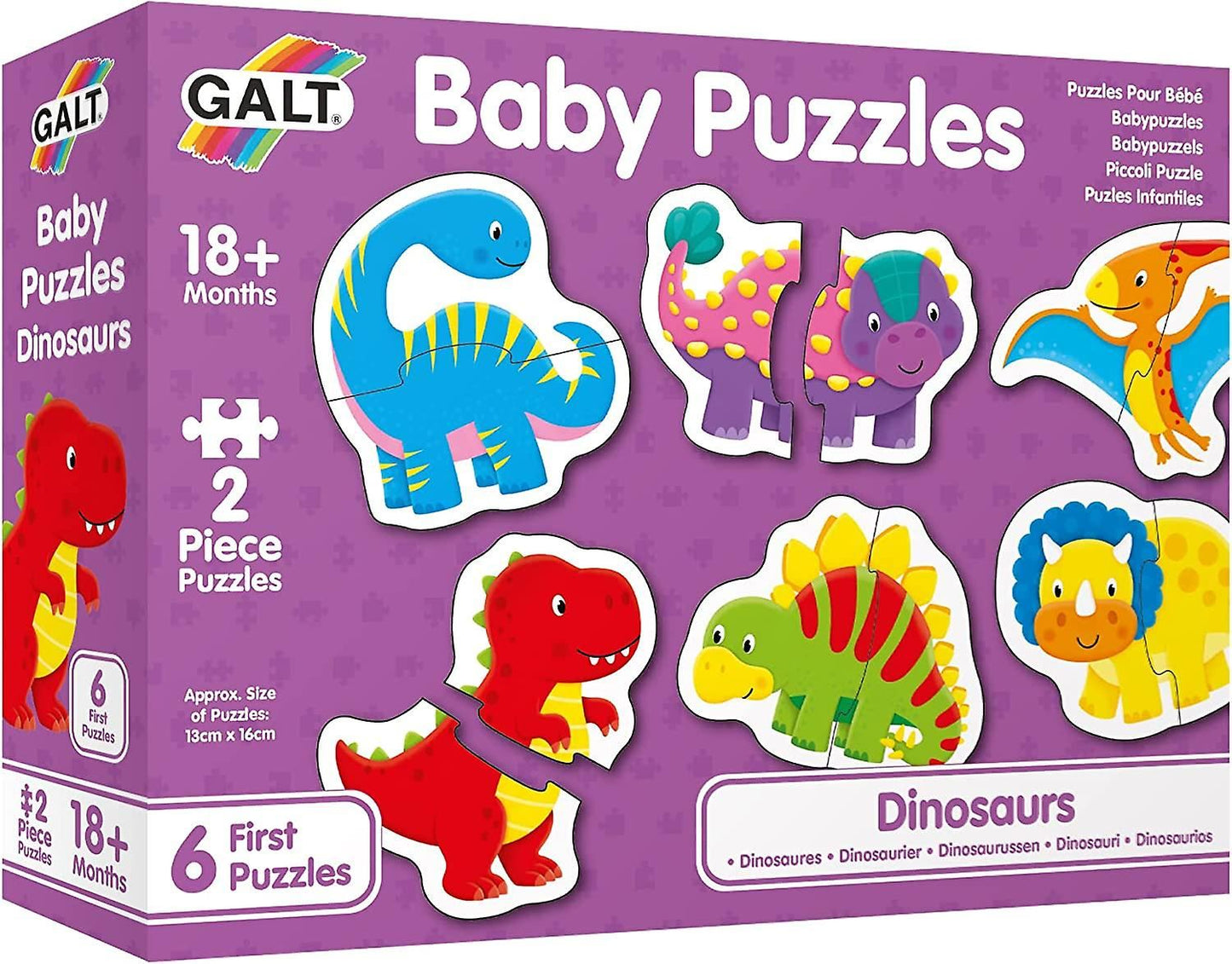 Galt Toys - Dinosaur Baby Puzzles - 6 x 2 Pieces