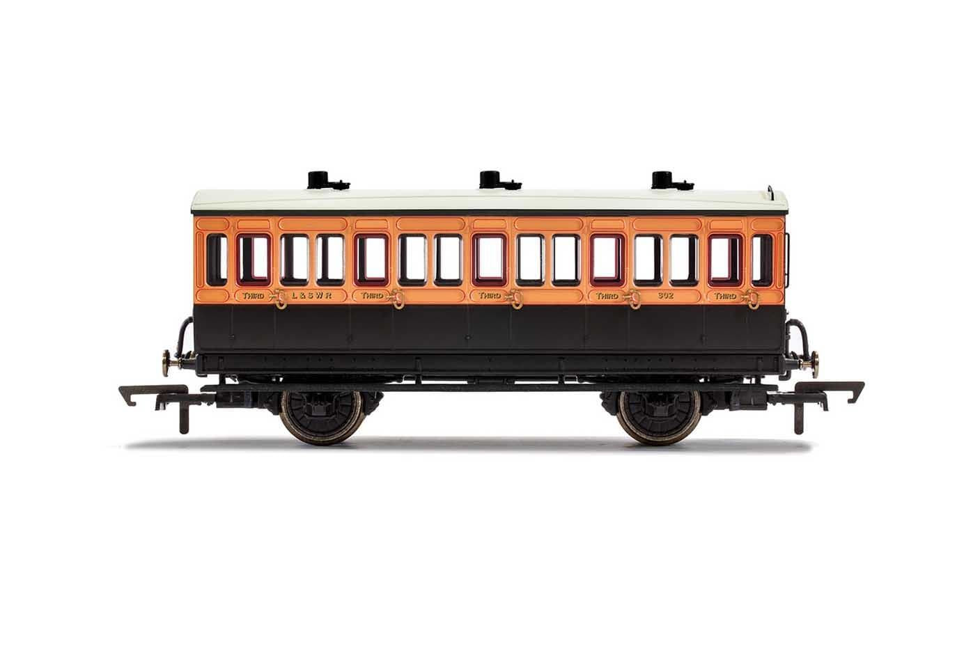 Hornby LSWR, 4 Wheel Coach, 3rd Class, 302 - Era 2