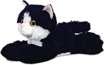 Aurora Mini Flopsies Black & White Cat 8 Inch Soft Toy