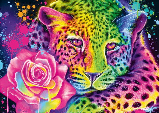 Sheena Pike: Neon Rainbow Leopard 1000 Piece Jigsaw Puzzle