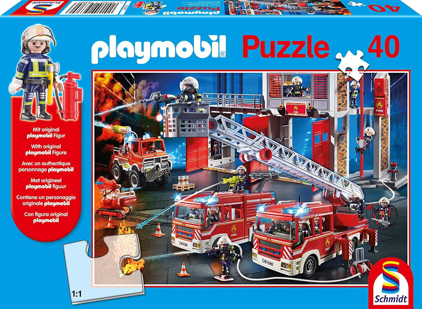 Playmobil: The Fire Department Puzzle & Play Jigsaw Puzzle - 40 Pieces (Includes 1 Figure)