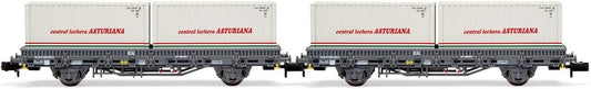 Arnold RENFE, 2 Unit Pack of 2-axle Flat Wagon Ks, Grey Livery