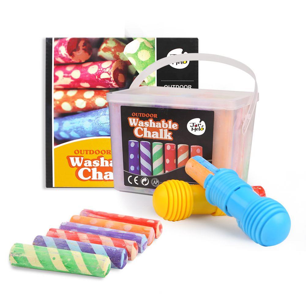 Jar Melo Jumbo Washable Sidewalk Chalk - 24 Colours With 2 Holders