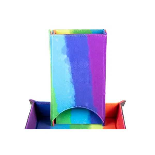 Metallic Dice Games Fold Up Velvet Dice Tower: Watercolour Rainbow
