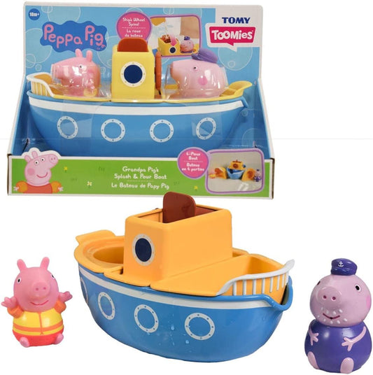TOMY Grandpa Pig's Splash & Pour Boat Bath Toy