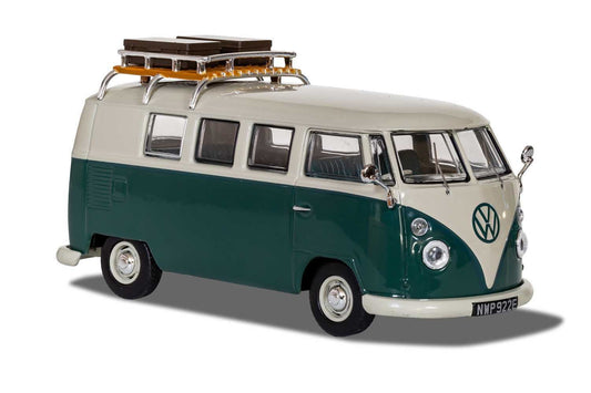 Corgi Volkswagen Type 2 Devon Caravette Pearl White and Velvet Green Diecast Model