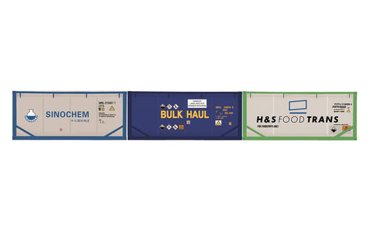 Hornby Sinochem, Bulk Haul & H&S Foodtrans, Container Pack, 3 x 20' Tanktainers - Era 11