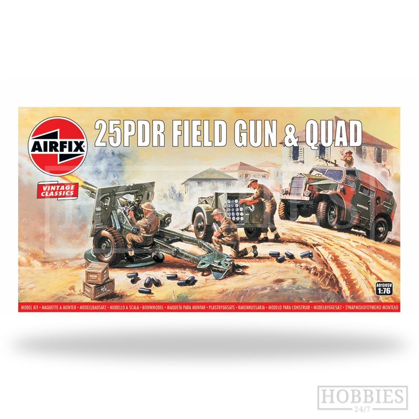 25PDR Field Gun & Quad 1:76 Vintage Classic Military Air Fix Model Kit