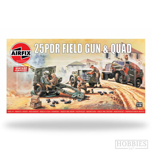 25PDR Field Gun & Quad 1:76 Vintage Classic Military Air Fix Model Kit