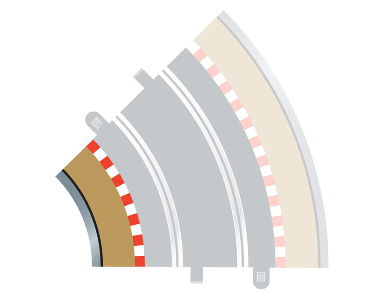 Radius 2 Curve Inner Borders 45? (Set Of 4) Scalextric Accessory Pack