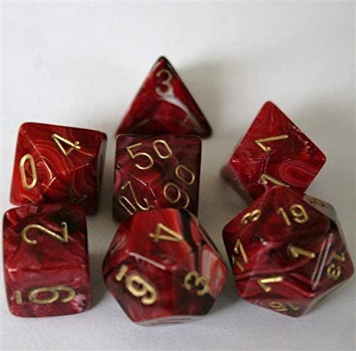 Chessex Poly 7 Set: Vortex Burgundy/gold Dice Set