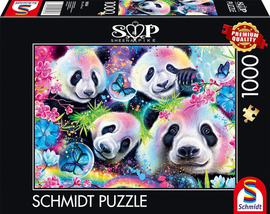 Schmidt Sheena Pike: Neon Rainbow Pandas 1000 Piece Jigsaw Puzzle