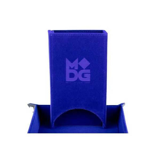 Fold Up Velvet Dice Tower: Blue