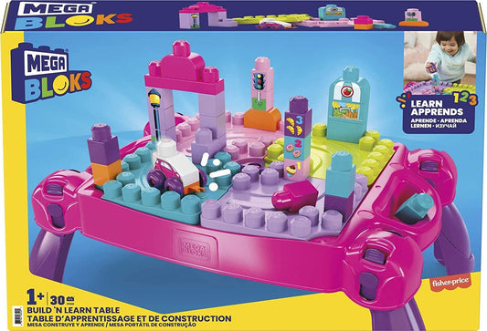 Mega Bloks Build 'n Learn Table - Pink
