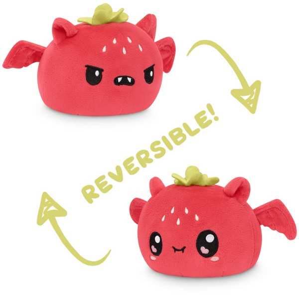 Reversible Bat Plushie Kawaii and Angry (Strawberry)