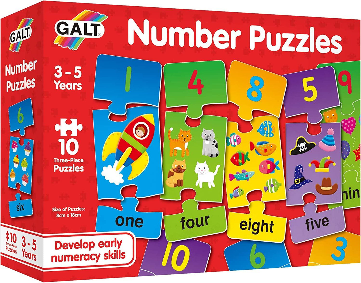 Galt Toys - Number Learning Puzzles - 10 x 3 Pieces