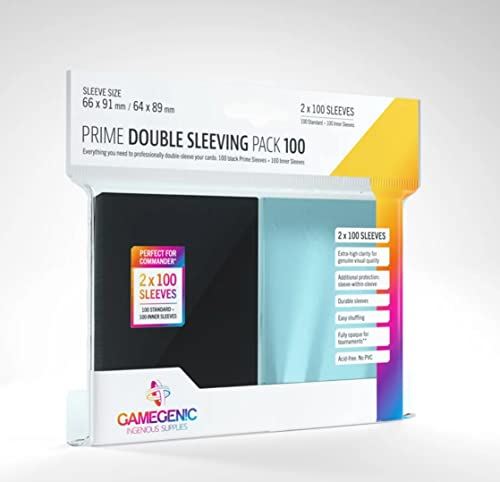 Gamegenic Prime Double Sleeving Pack - Clear & Black Card Sleeves - 2 x 100 Sleeves