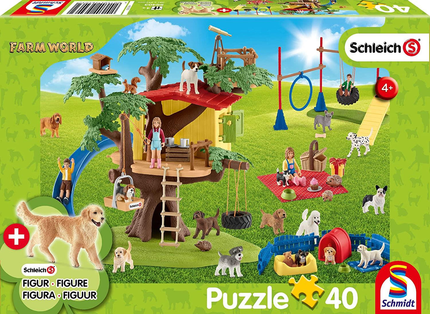 Schleich It's a Dogs' Life Jigsaw Puzzle & Bonus Figure - 40 Pieces