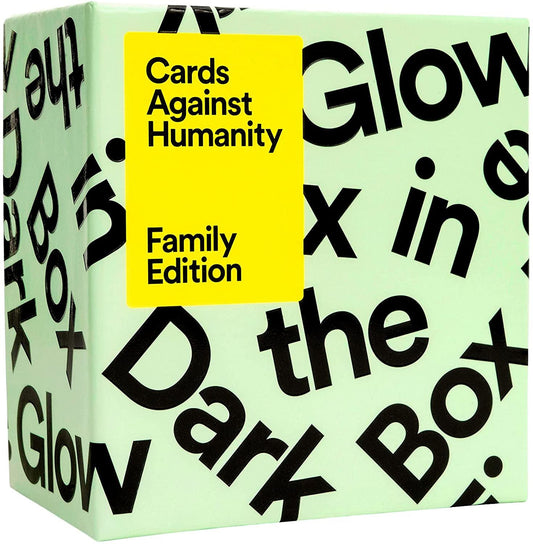 Cards Against Humanity Family Edition First Expansion Glow In The Dark Box	