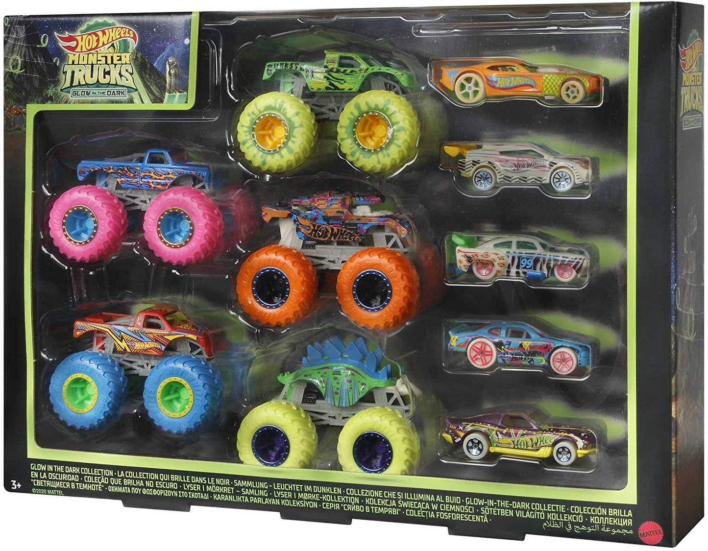 Hot Wheels Monster Truck Glow in Dark Bundle Set