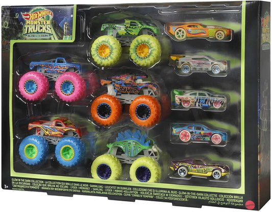 Hot Wheels Monster Truck Glow in Dark Bundle Set