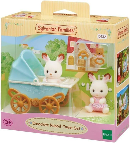 Sylvanian Families Chocolate Rabbit Twins With Pram (5432)