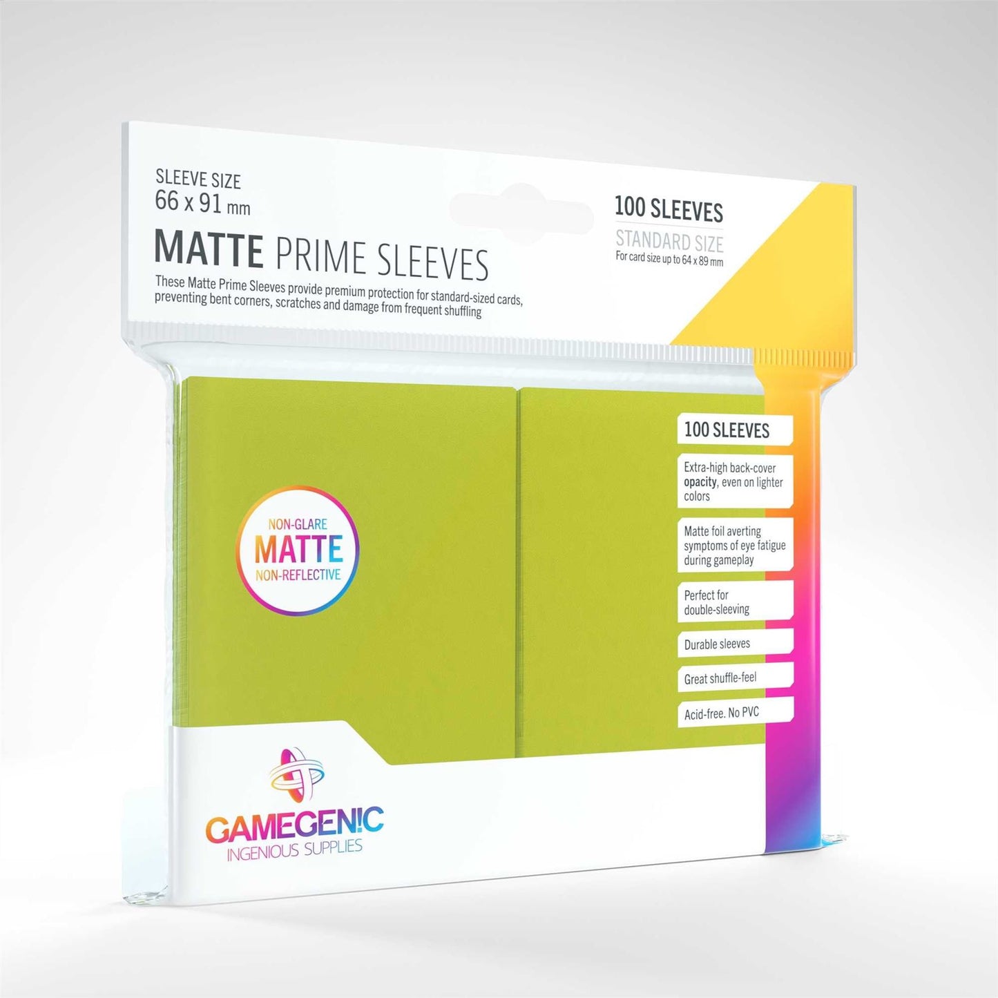 Gamegenic Matte Prime Sleeves Lime - 100 Sleeves