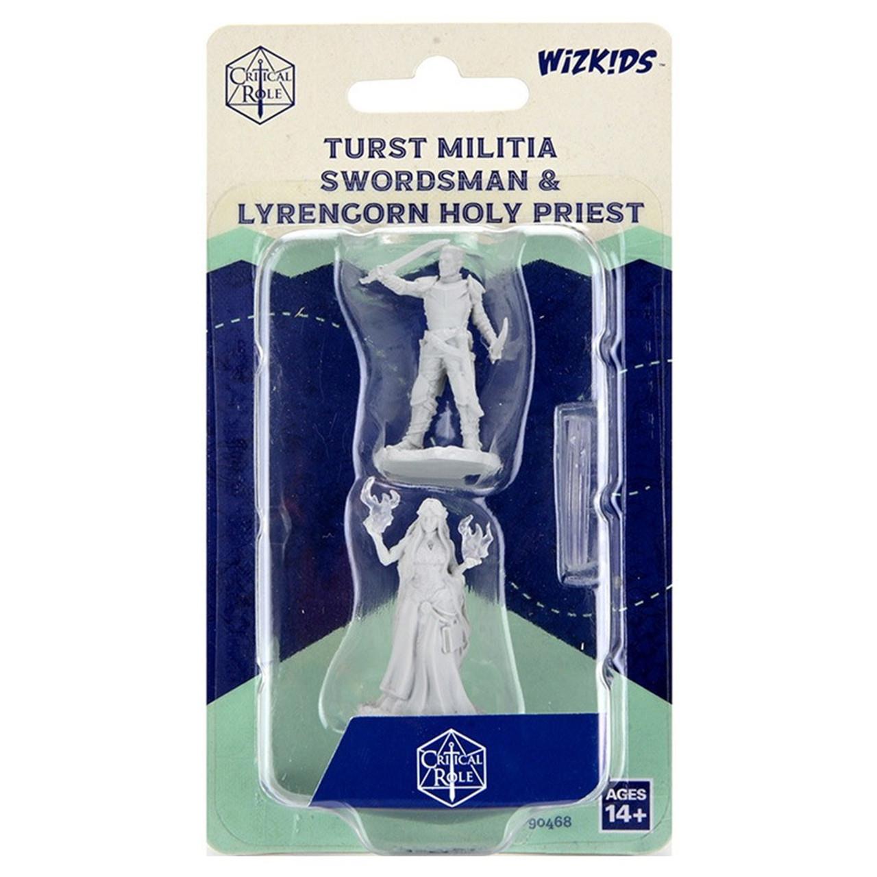 Critical Role Unpainted Miniatures (W2) - Turst Militia Swordsman & Lyrengorn Holy Priest