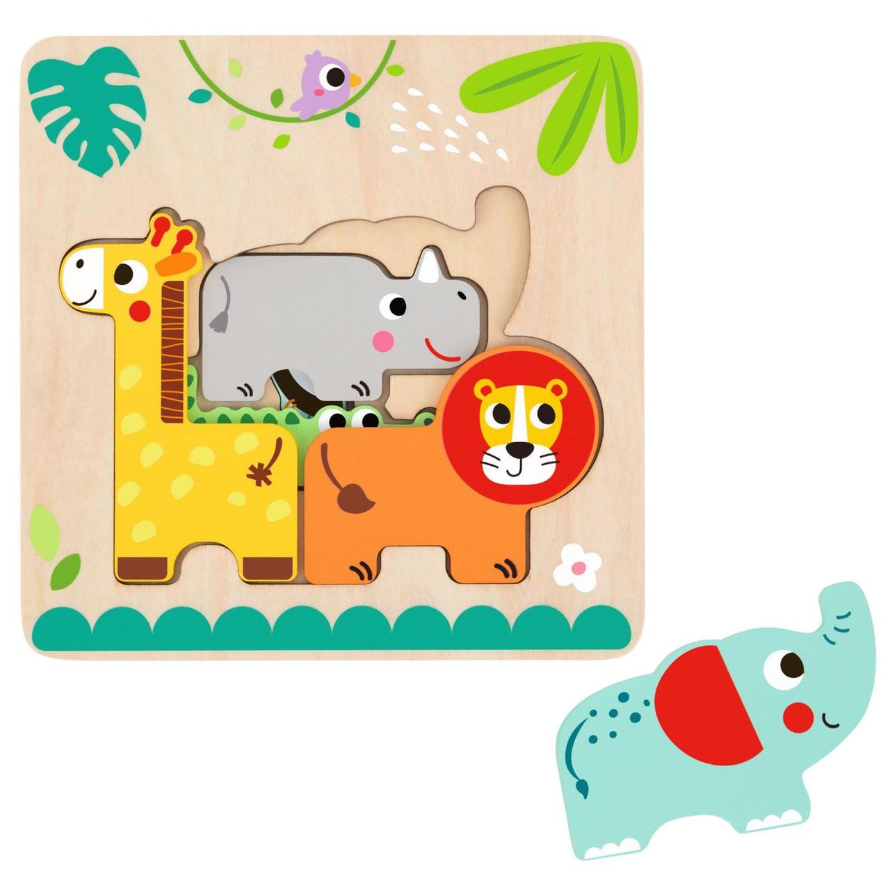 Tooky Toy Wooden Multi-Layered Animal Puzzle