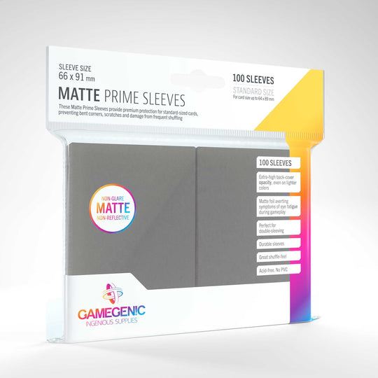 Gamegenic Matte Prime Sleeves Dark Gray 100 Sleeves